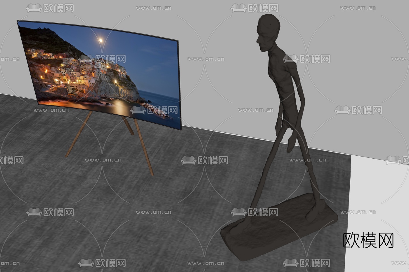 现代雕塑装饰画布艺休闲椅su模型