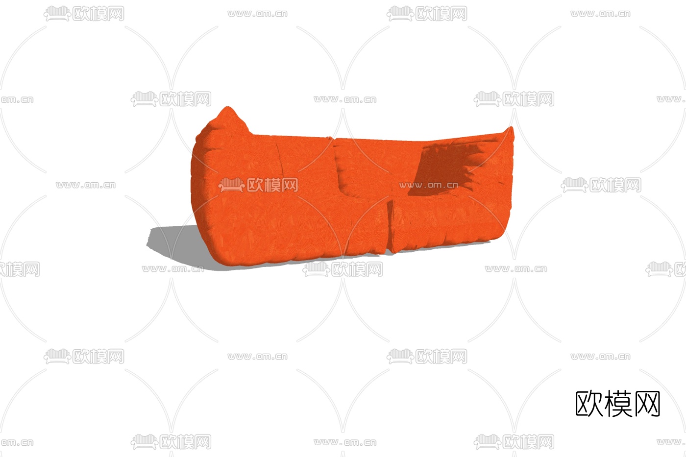 现代布艺双人沙发免费su模型下载