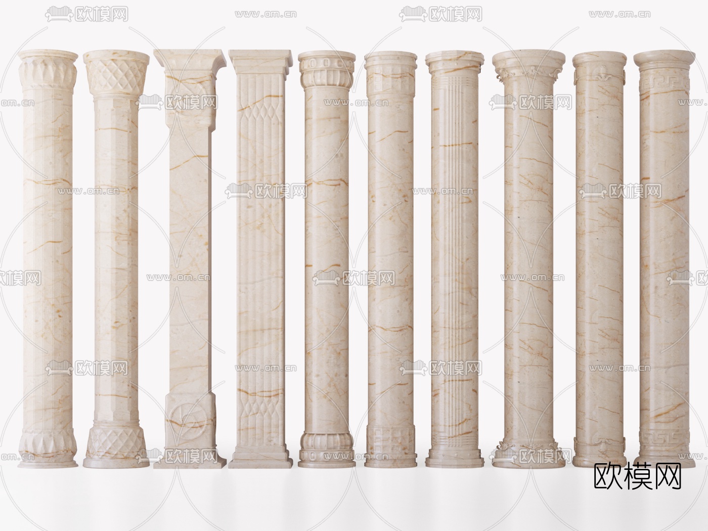 欧式大理石罗马柱3d模型下载