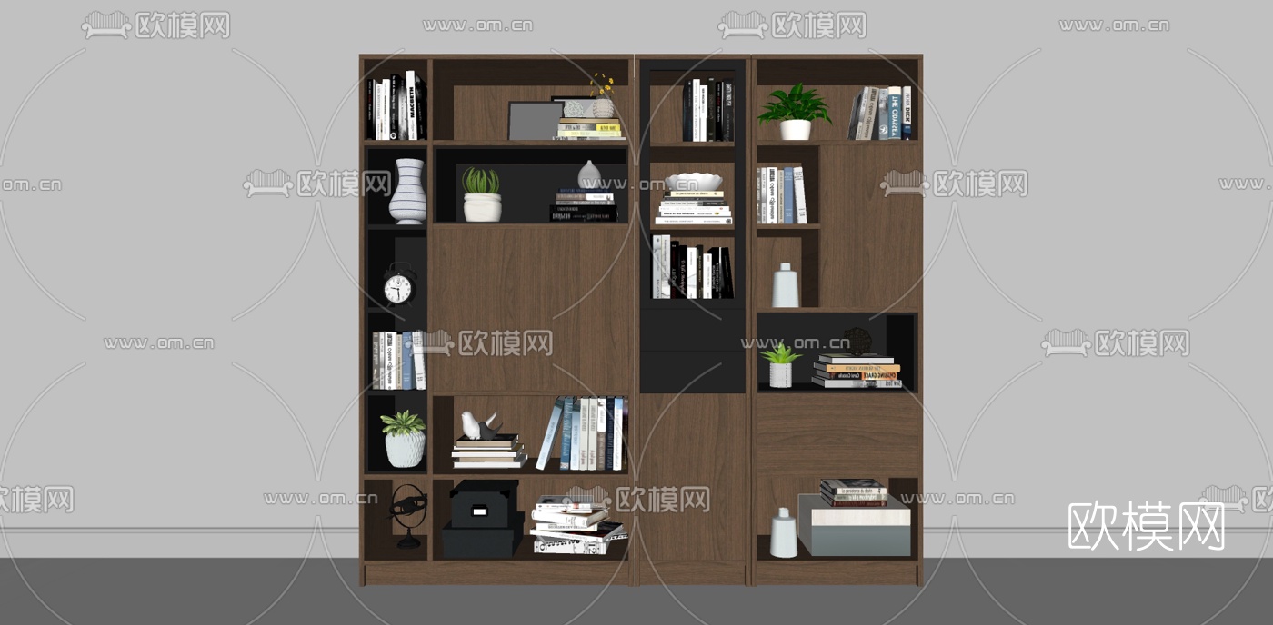 现代书柜su模型下载