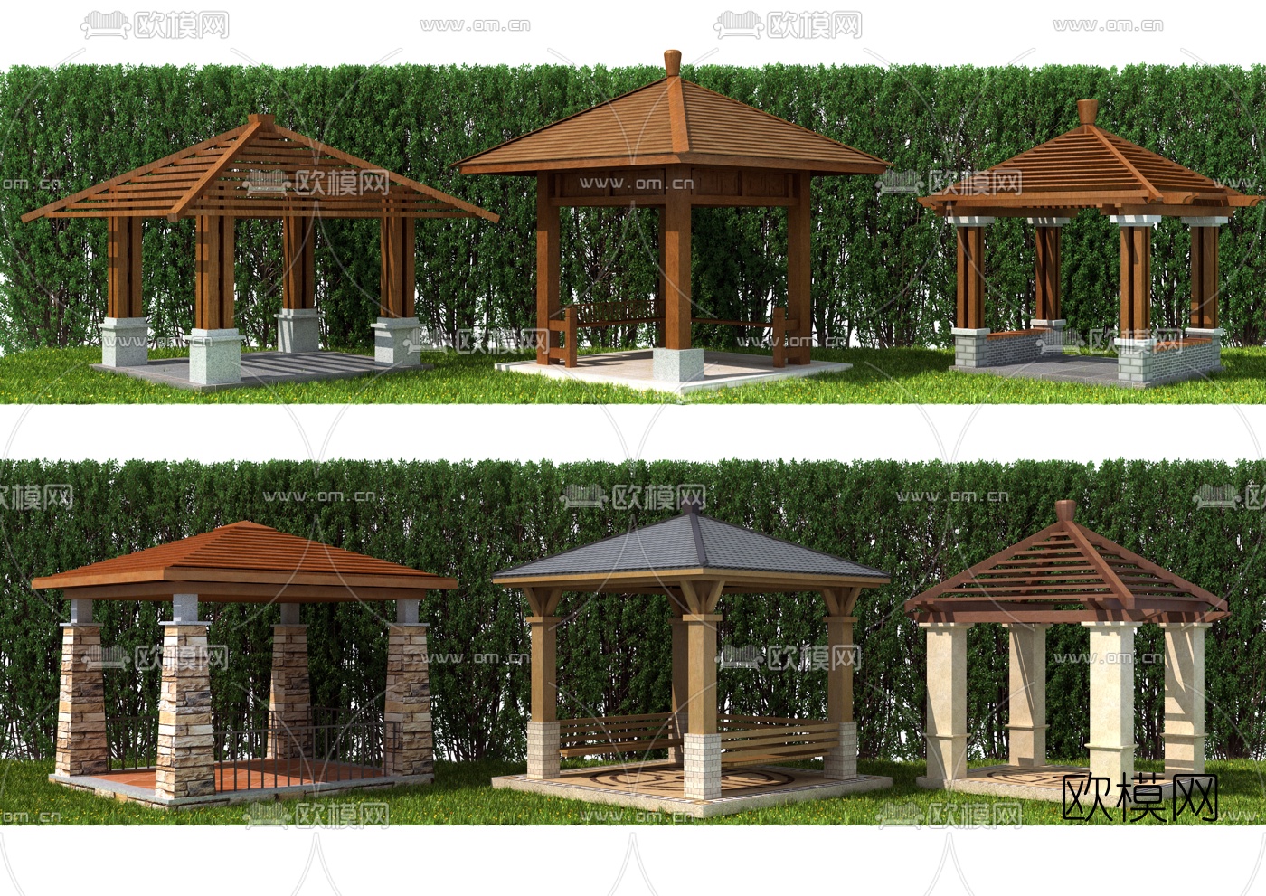 新中式凉亭景观亭3d模型下载
