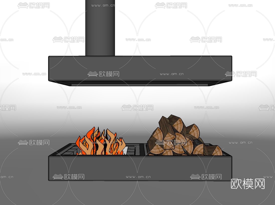 北欧壁炉su模型下载（渲染图2）