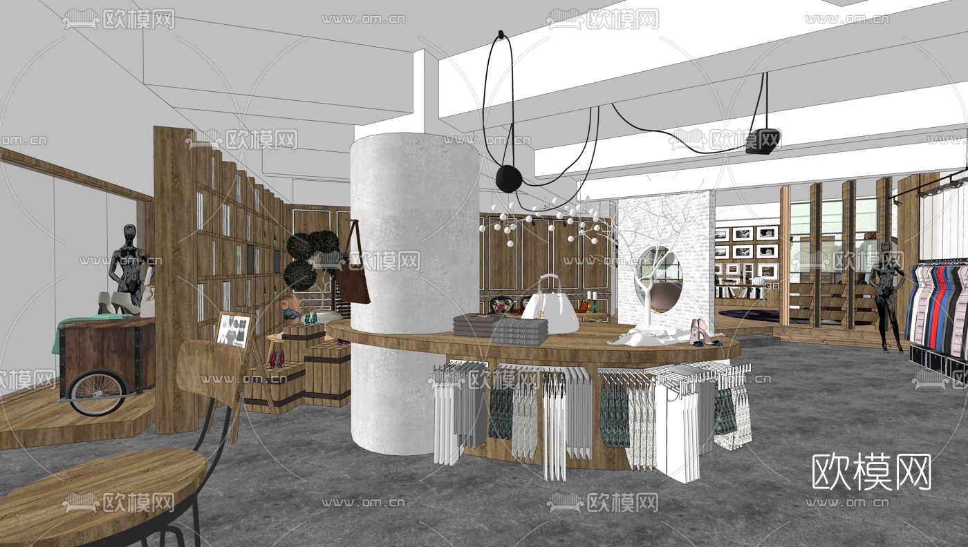 现代女装服装店su模型下载（渲染图3）