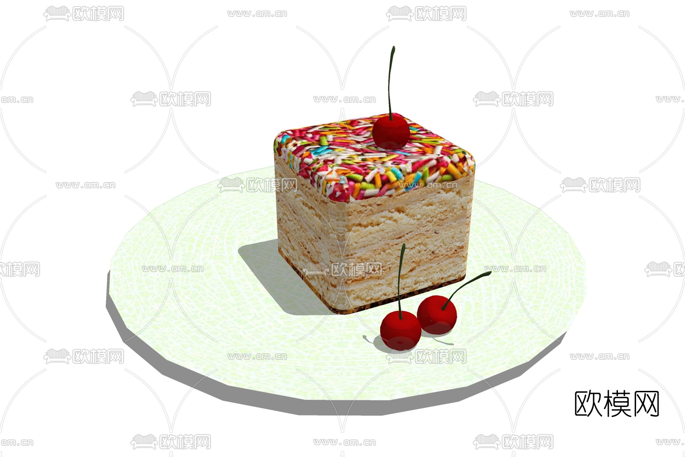 现代奶油蛋糕su模型下载