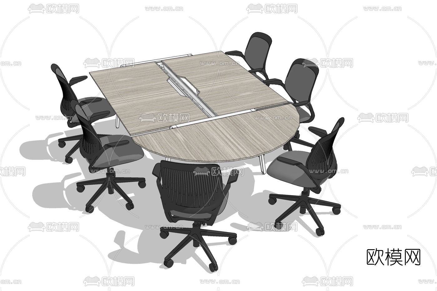 现代会议桌椅免费su模型下载