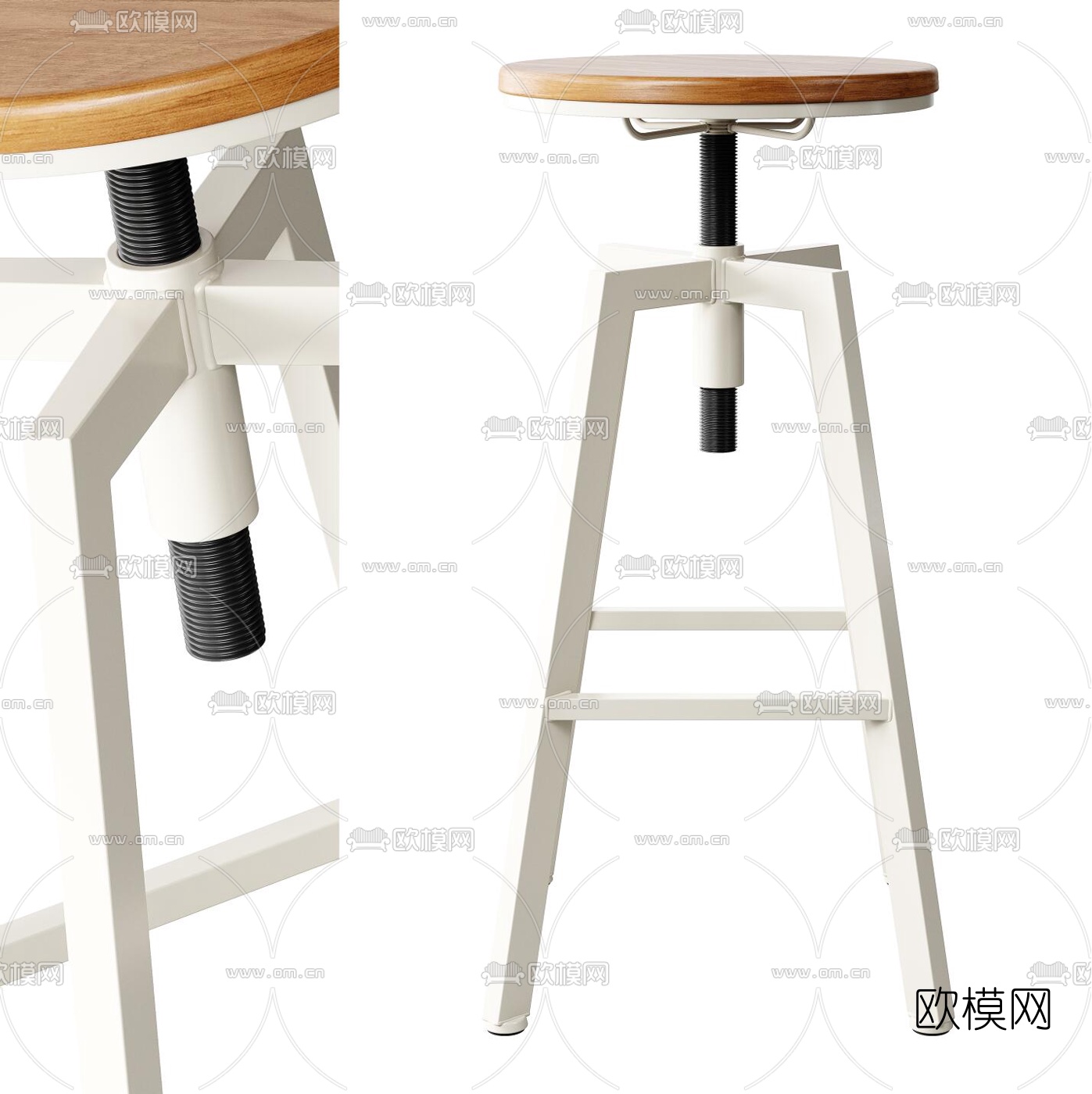 工业风吧台椅3d模型