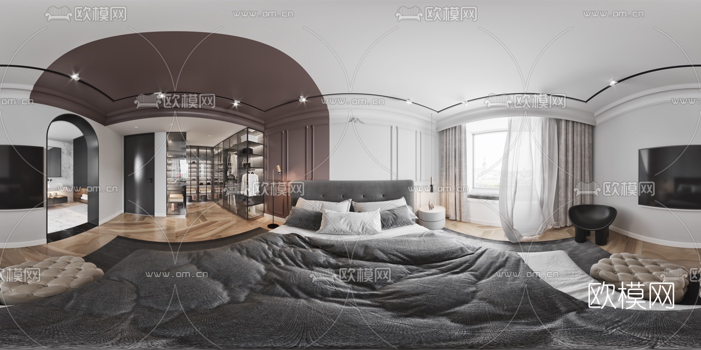 现代卧室主人房cr全景3d模型