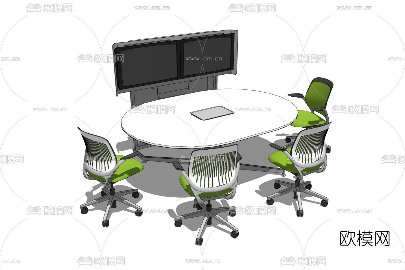现代会议桌椅免费su模型下载