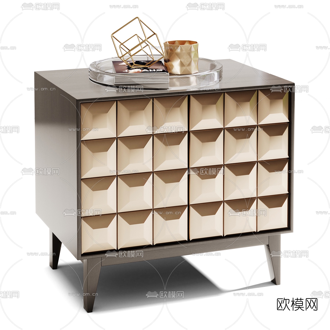 现代轻奢床头柜3d模型下载（渲染图3）