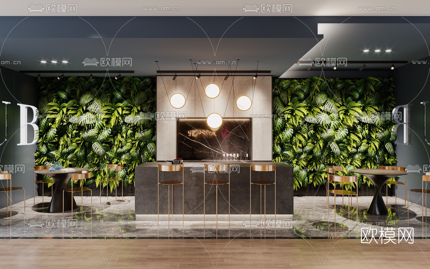 现代办公休息区水吧3d模型