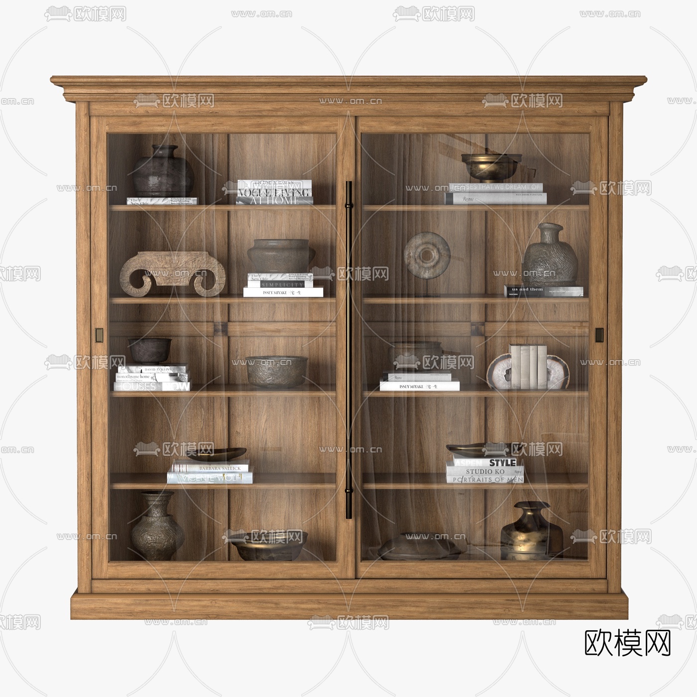 简欧木质博古柜3d模型下载（渲染图5）
