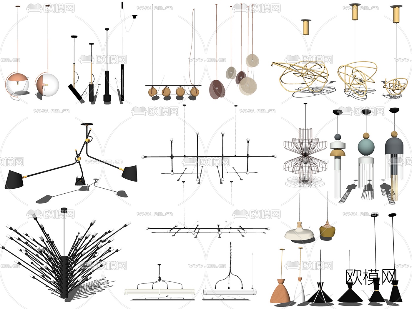 现代轻奢吊灯su模型下载