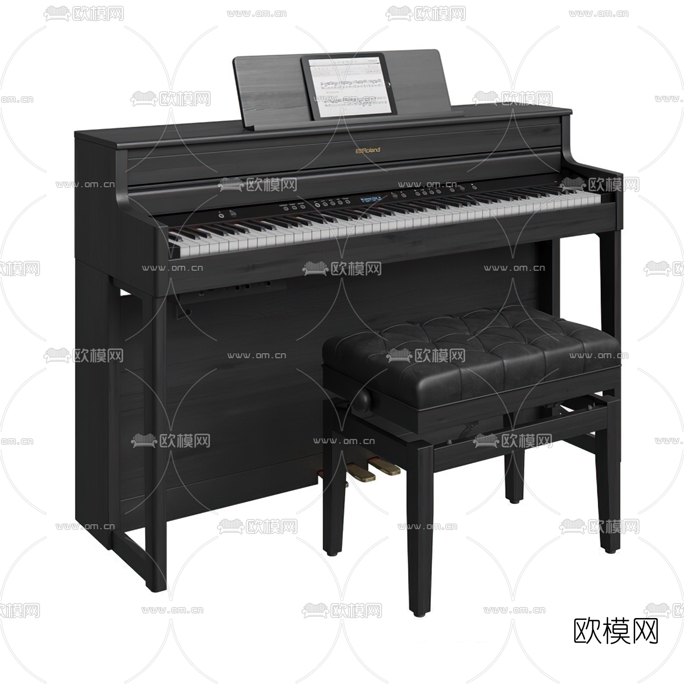 现代钢琴3d模型下载（渲染图2）