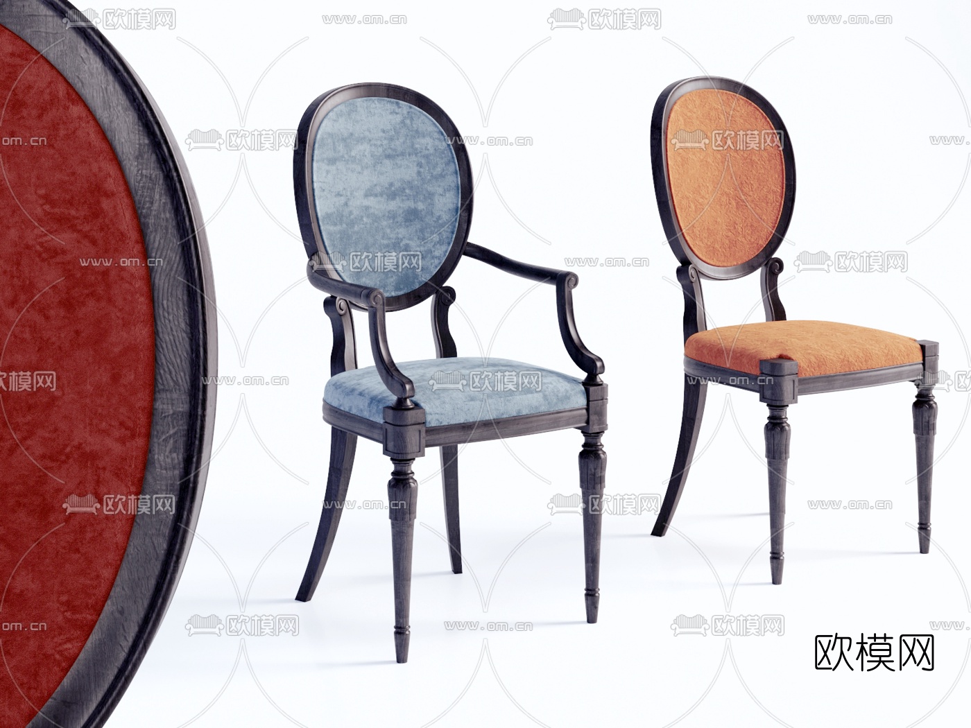 欧式古典实木单椅su模型下载（渲染图1）