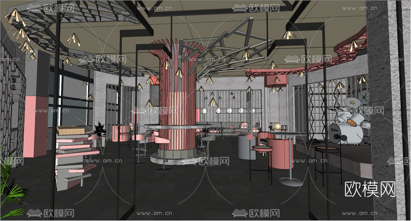 工业风网红清吧su模型下载（渲染图3）