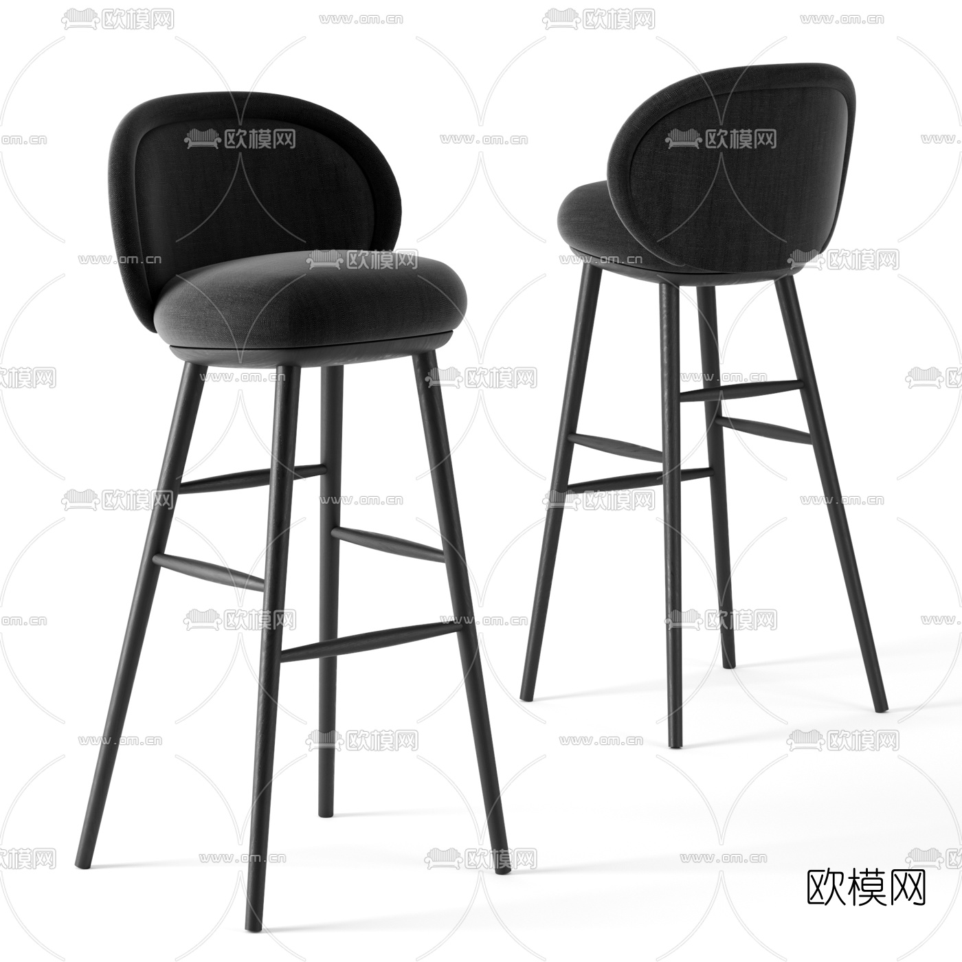 现代布艺吧椅3d模型下载