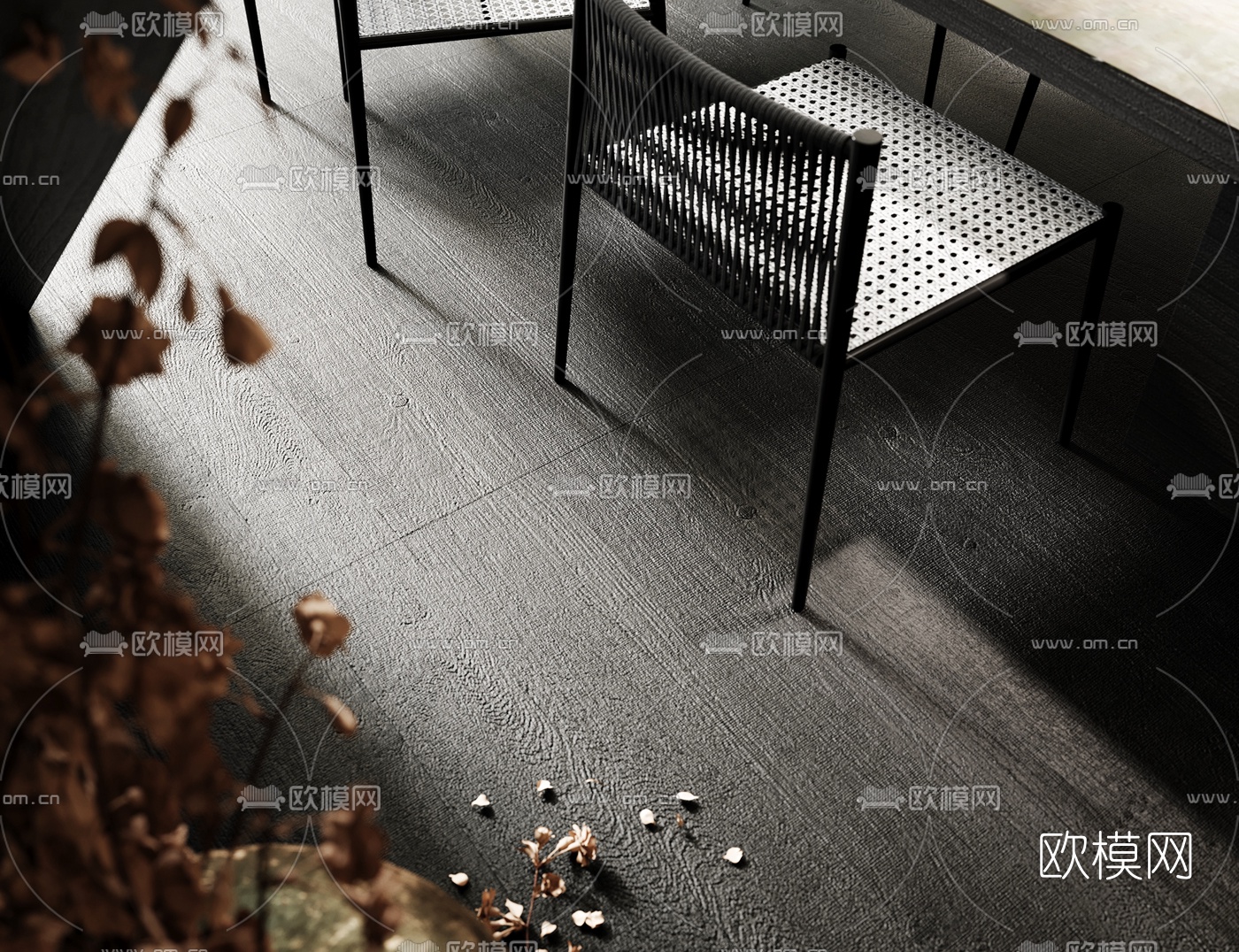 现代高级灰别墅客厅餐厅3d模型下载（渲染图4）