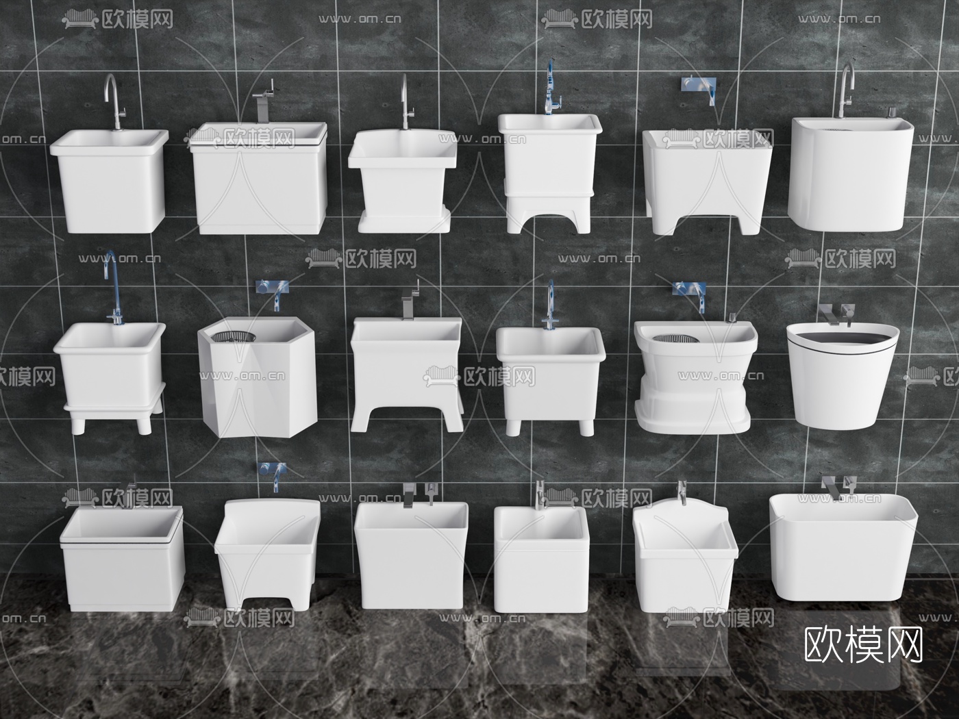 现代拖把池su模型下载（渲染图1）