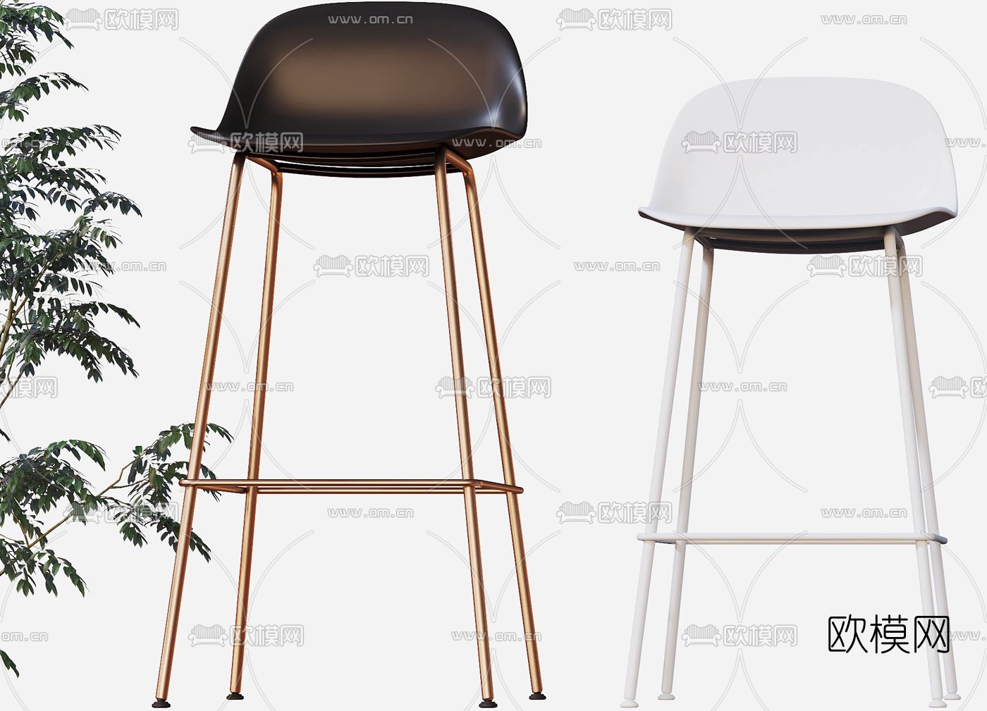 北欧简约吧台椅3d模型