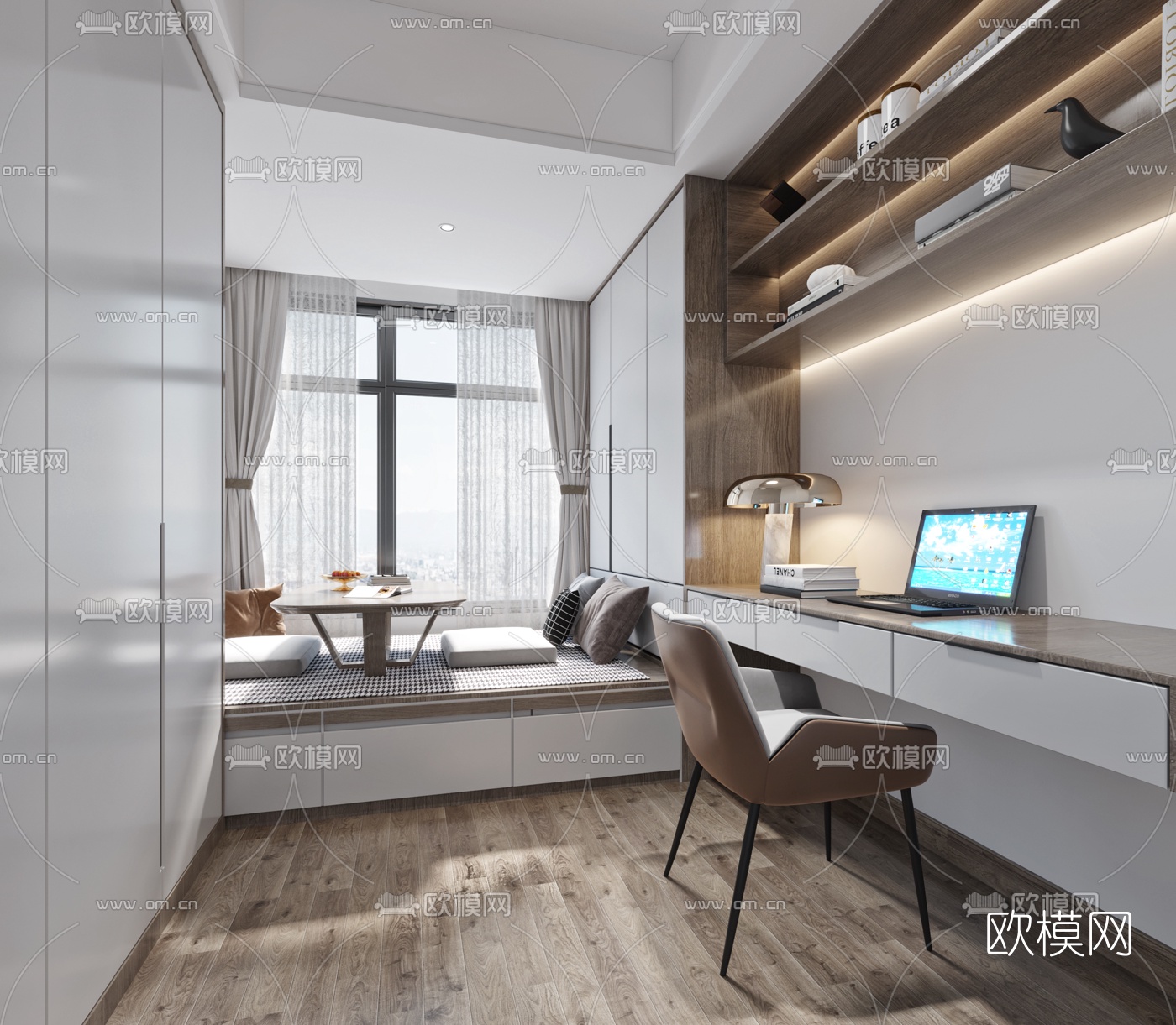 现代榻榻米书房3d模型