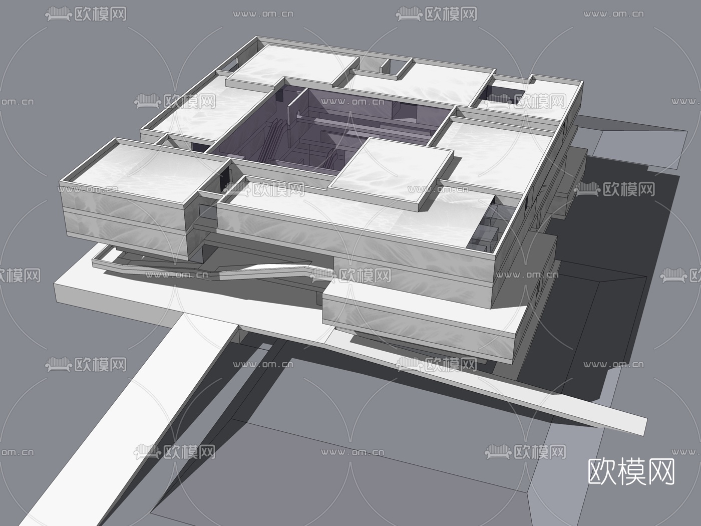 现代博物馆鸟瞰su模型