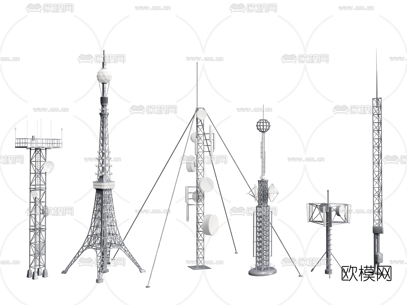 现代雷达信号塔3d模型下载