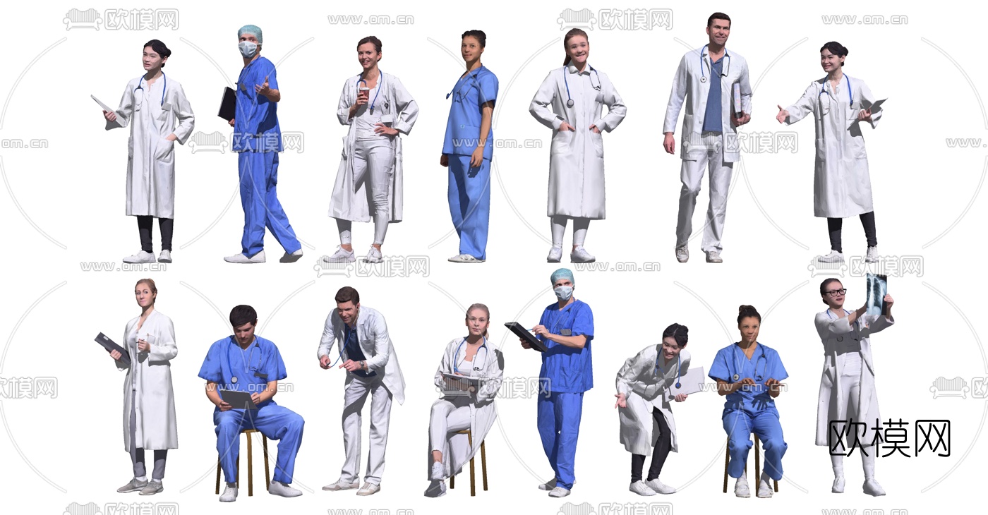 现代医生护士人物su模型下载