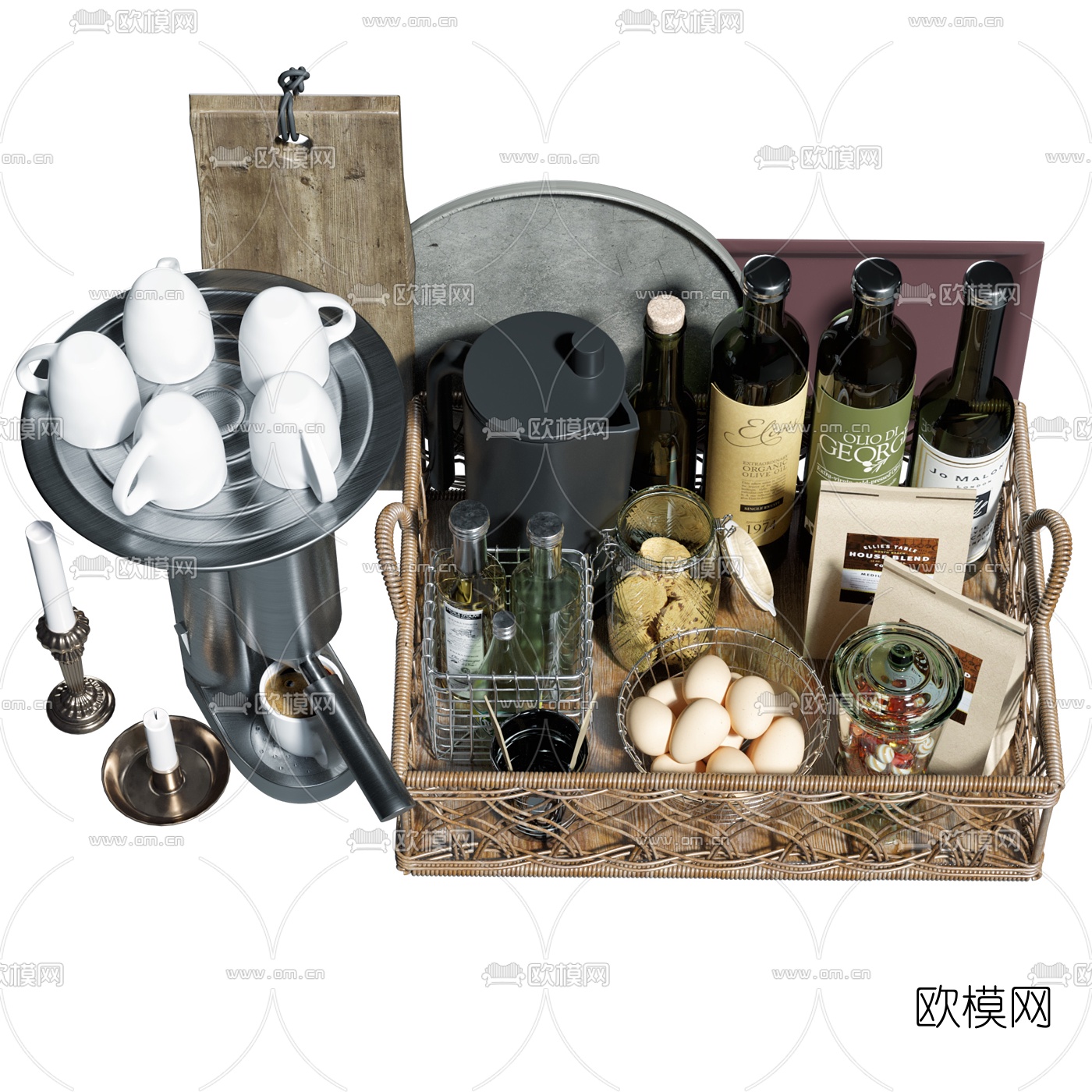 北欧食物酒水烛台3d模型下载（渲染图3）