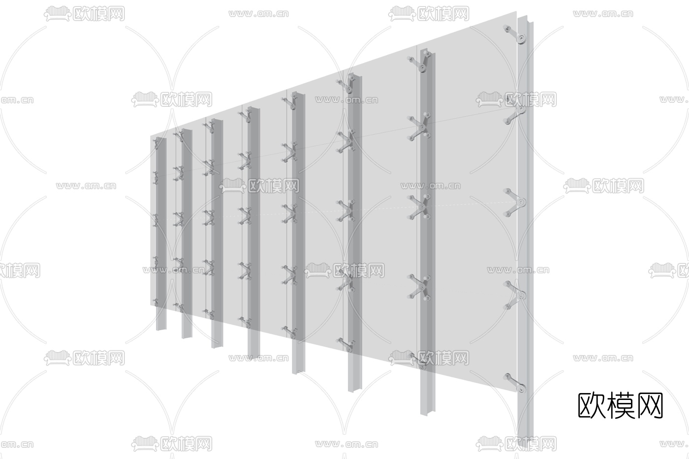 现代玻璃护栏免费su模型下载