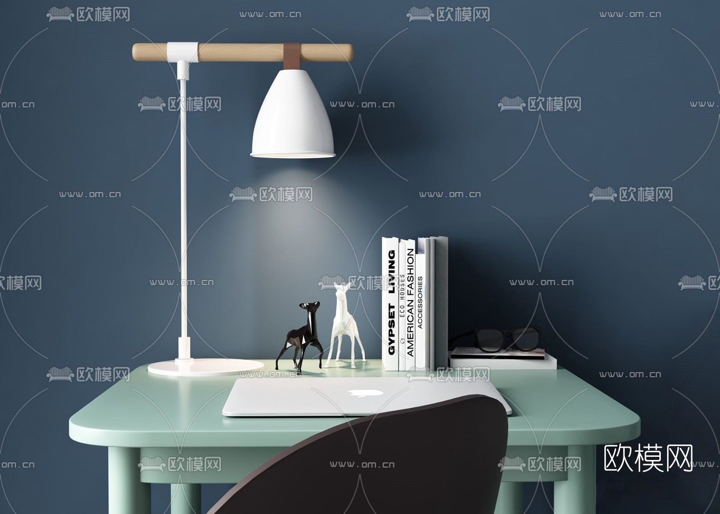 北欧迷你儿童书桌椅3d模型下载（渲染图1）