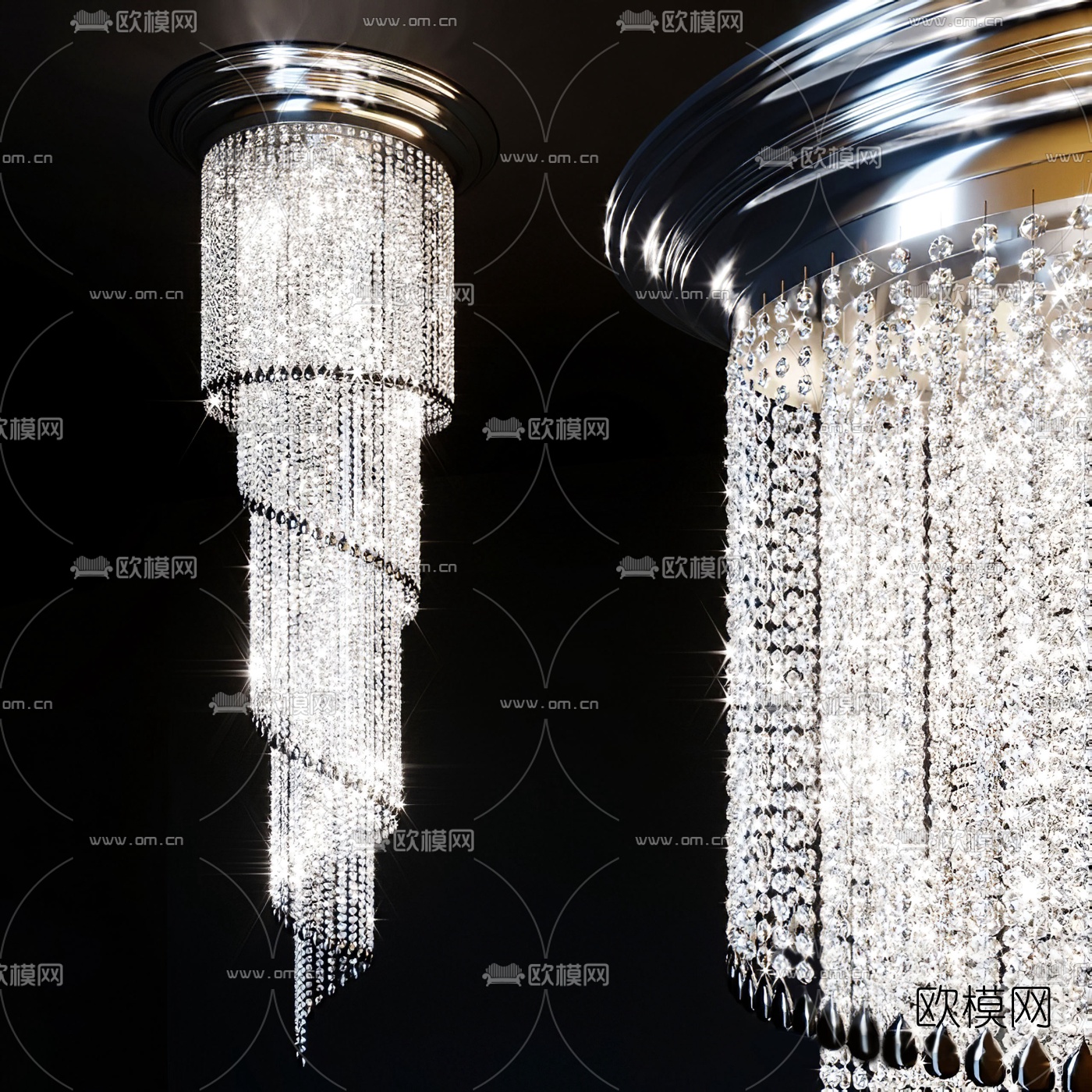 现代多层水晶吊灯3d模型下载