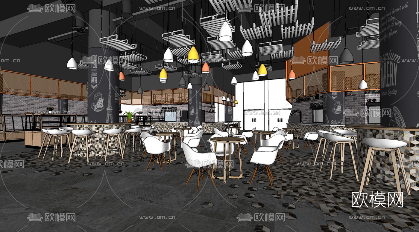 现代商场熟食区su模型
