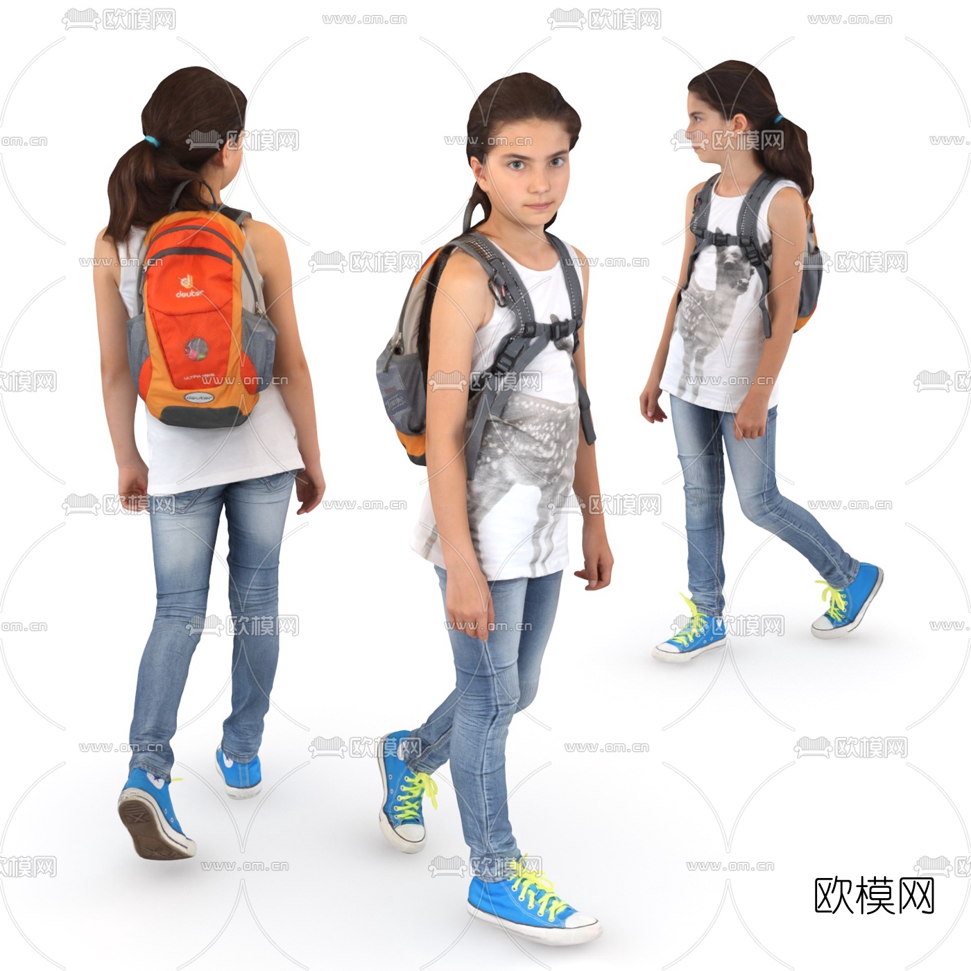 现代站姿女孩人物3d模型