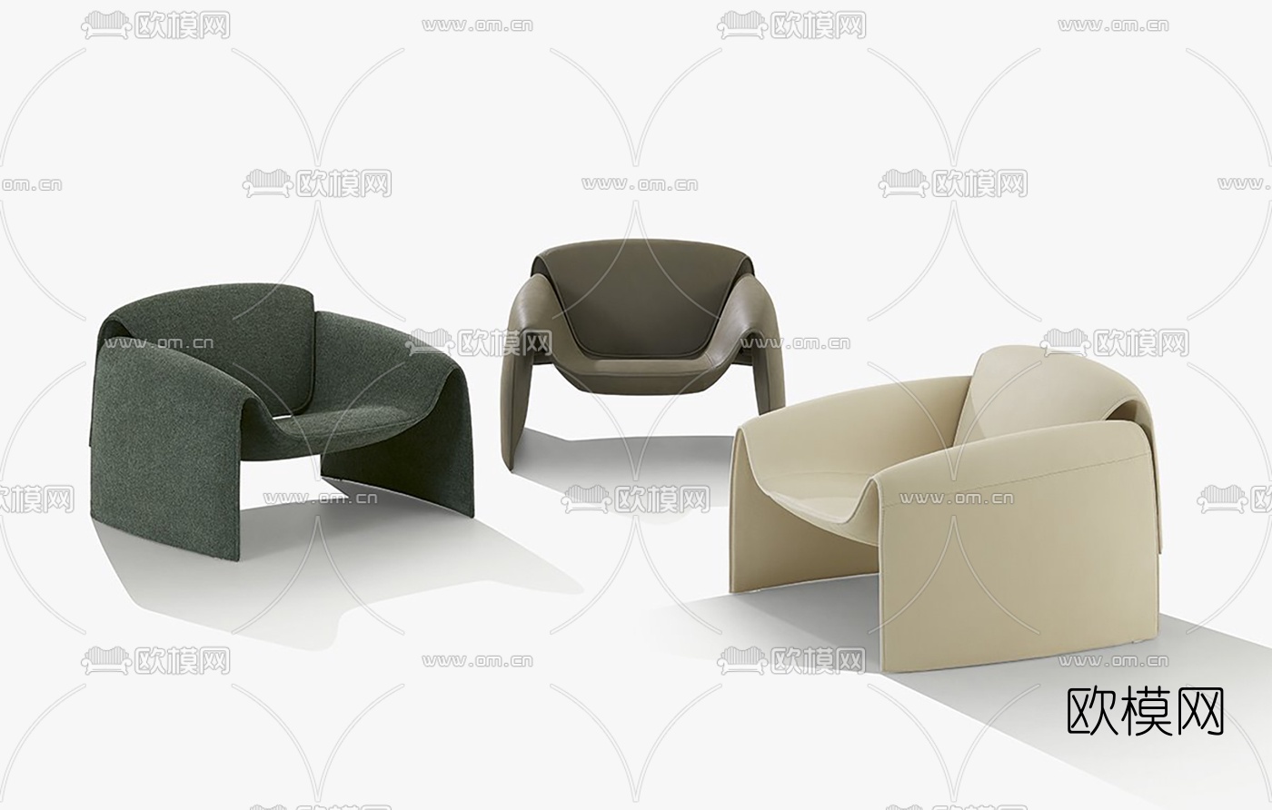 现代布艺休闲椅su模型下载（渲染图1）