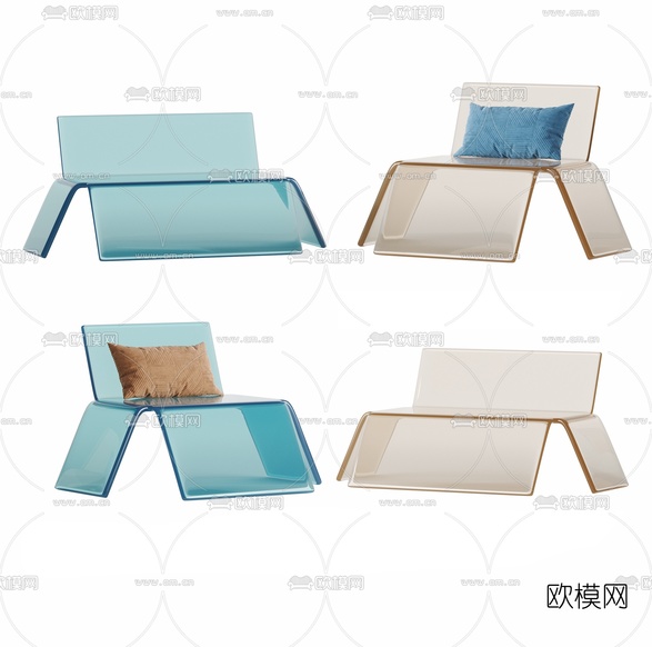 现代亚克力透明休闲椅3d模型下载