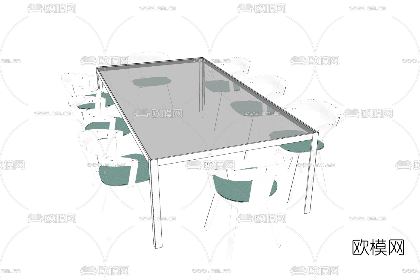 现代会议桌椅免费su模型下载