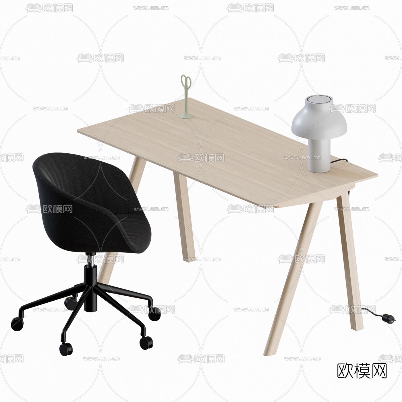 北欧简约书桌椅3d模型