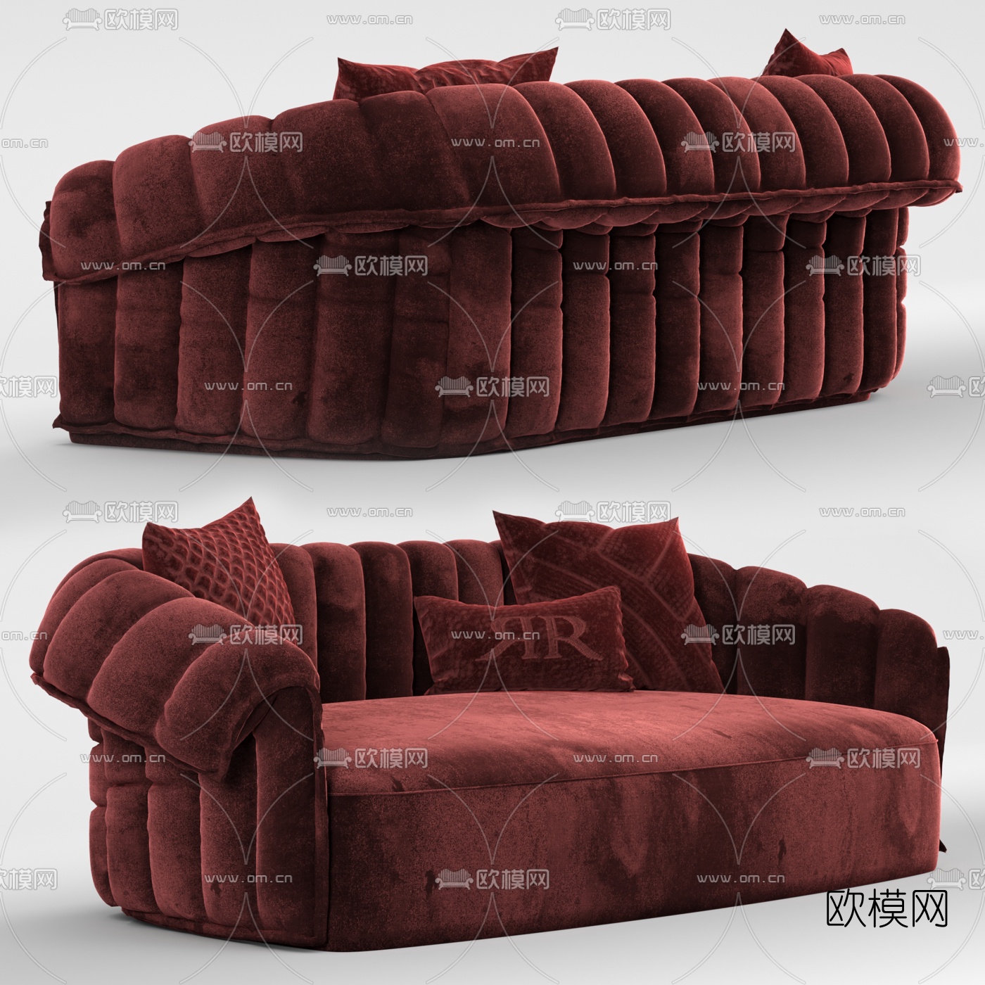 BENTLEY 现代绒布多人沙发3d模型下载（渲染图1）