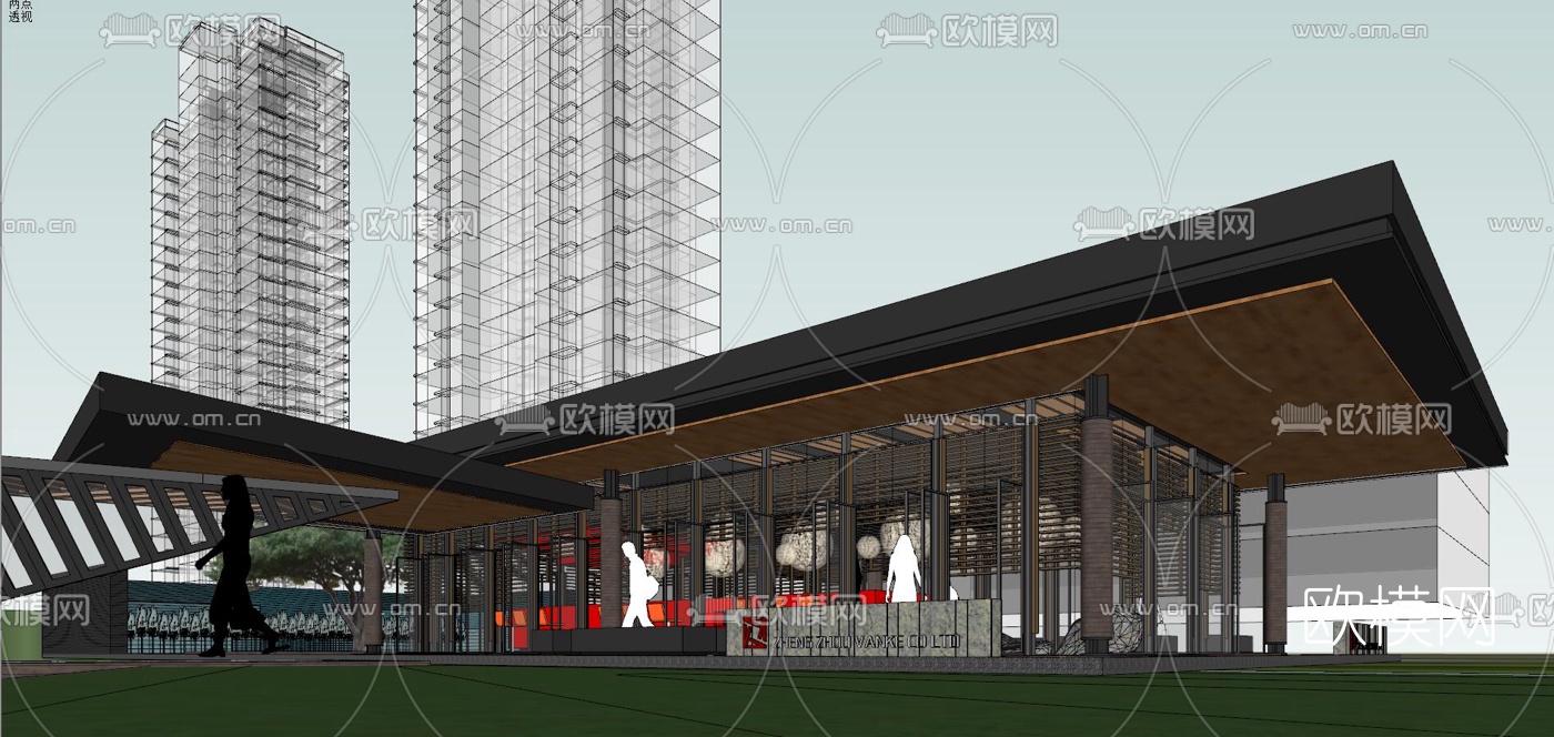 现代购物中心外观su模型下载（渲染图3）