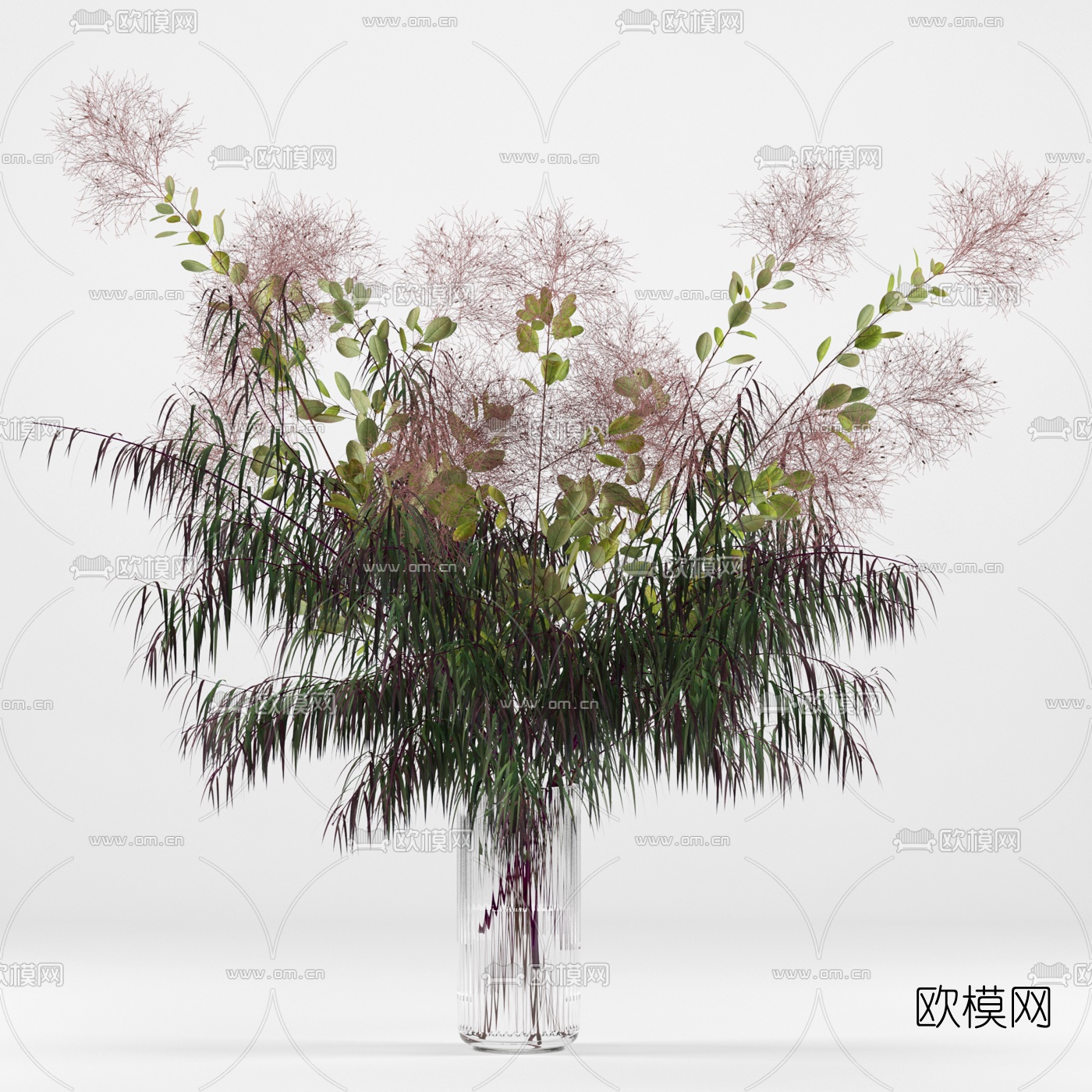 现代水生植物花瓶花艺3d模型下载（渲染图1）