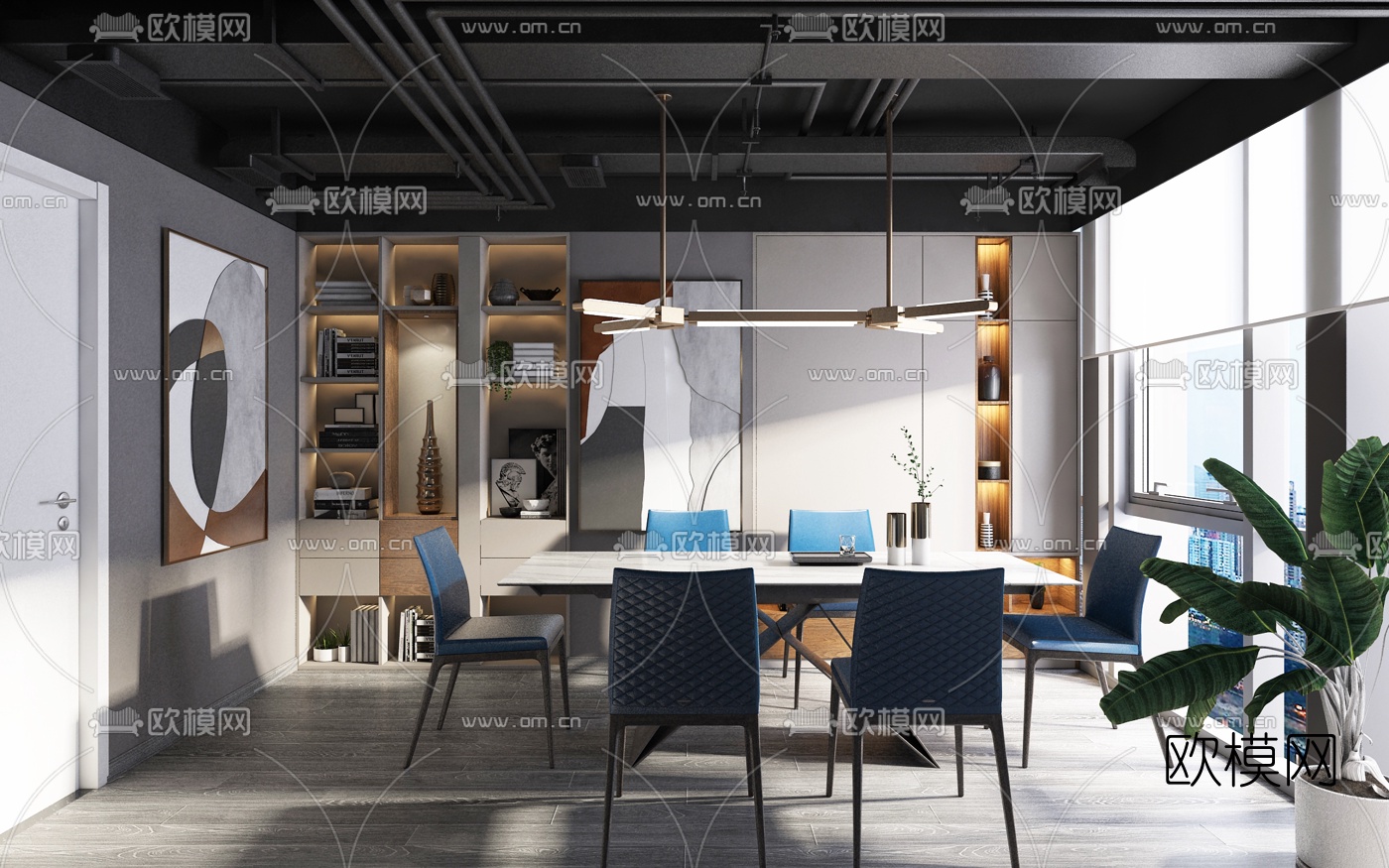 工业风餐厅3d模型