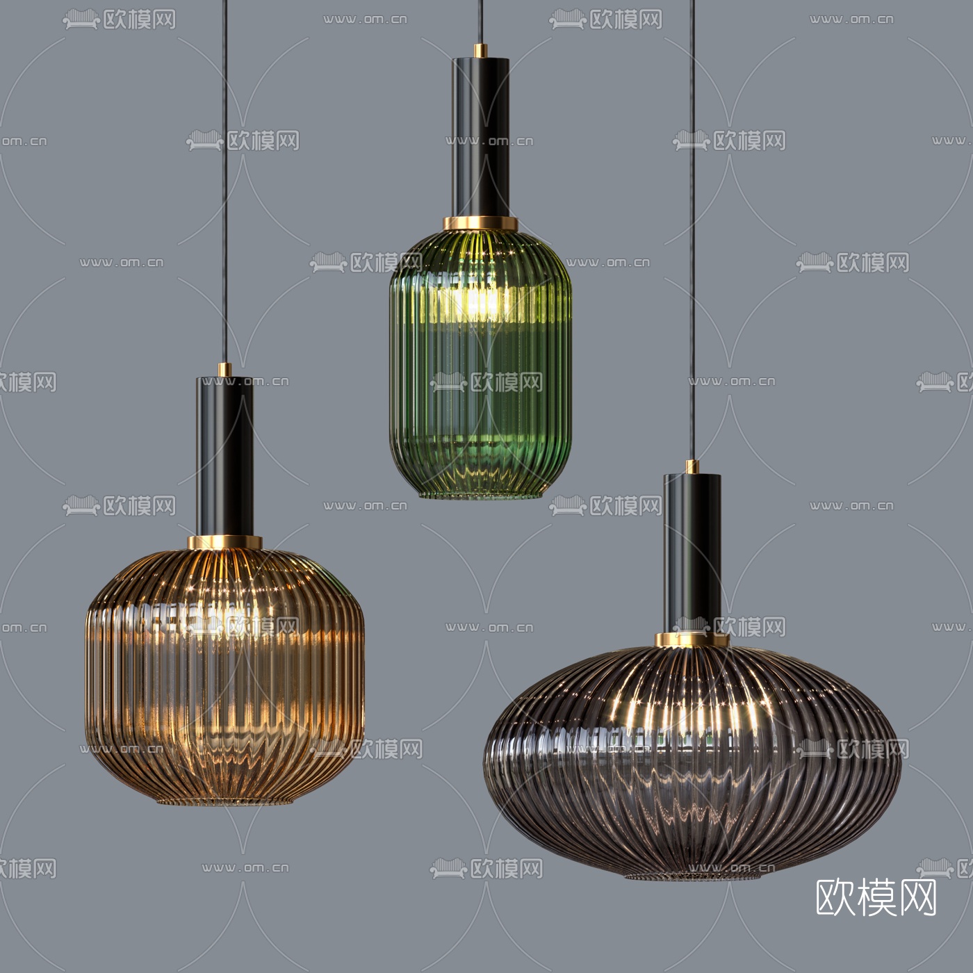 现代玻璃吊灯3d模型下载