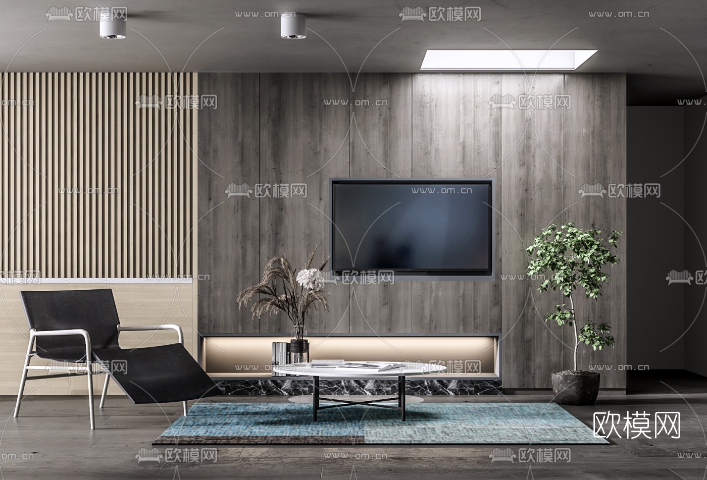 现代皮革休闲躺椅3d模型下载