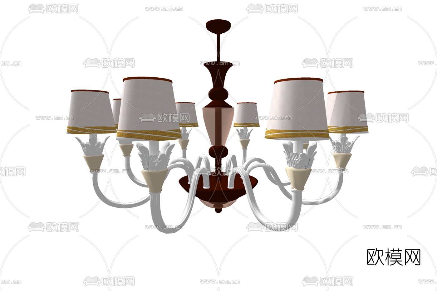 欧式金属多头吊灯su模型下载