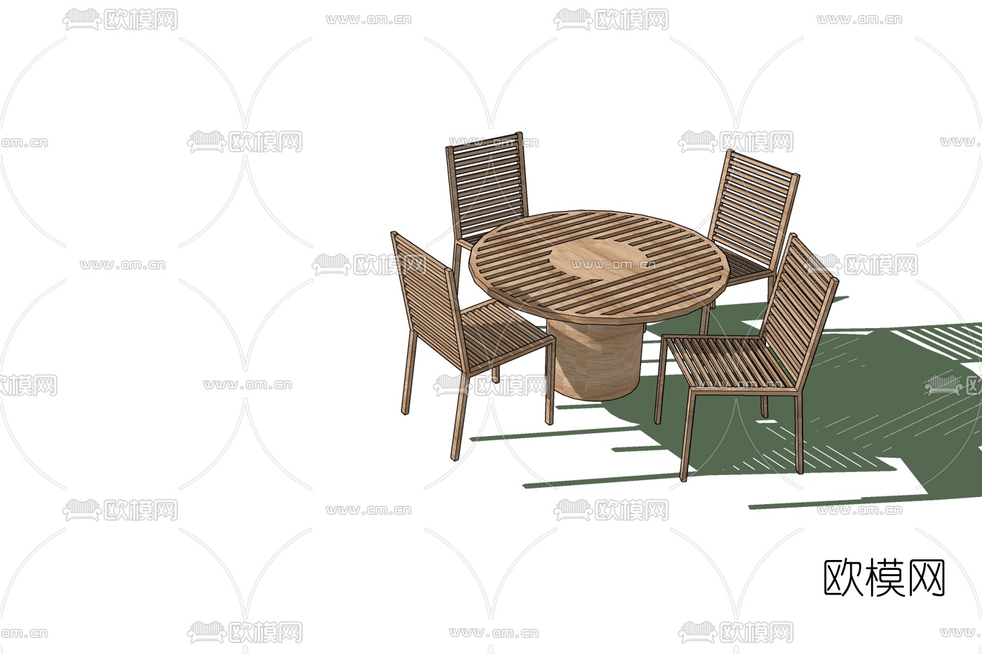 现代实木休闲桌椅免费su模型下载