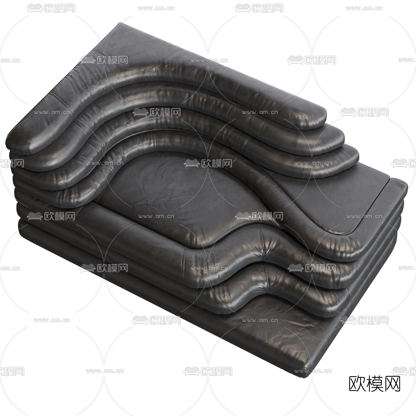 现代皮革异形沙发3d模型