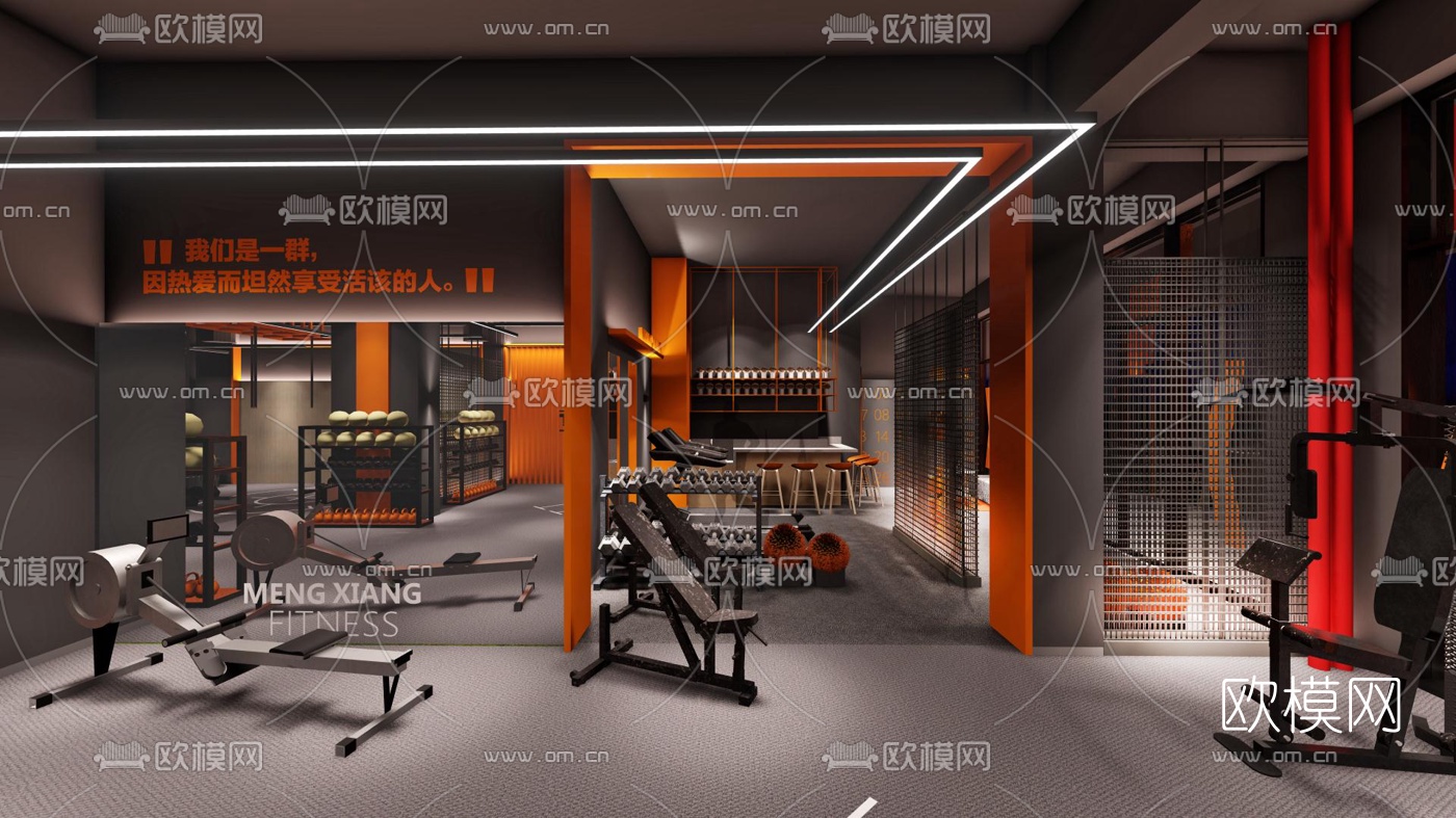 工业风健身房su模型下载（渲染图6）