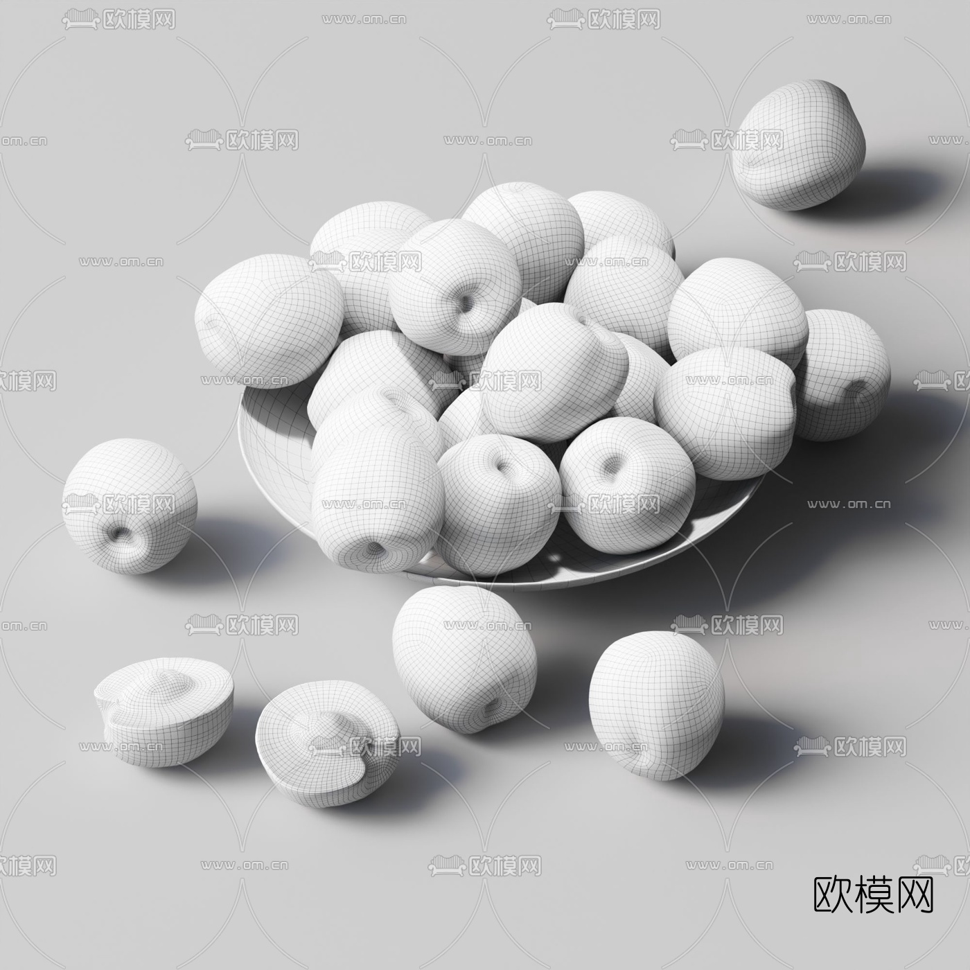 现代油桃水果3d模型下载（渲染图2）