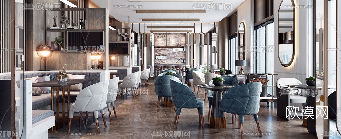 现代轻奢西餐厅3d模型