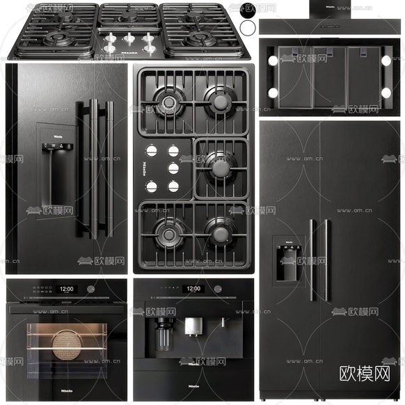 现代冰箱燃气灶烤箱3d模型下载